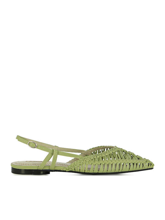 Дамски Балетни Обувки Slingback в Зелен Цвят