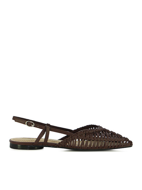 Women's Ballerina Shoes Slingback With Strap In Brown Color