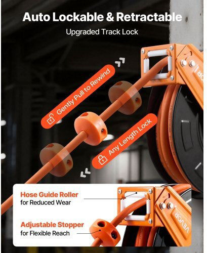 Vevor Automatic Wall Mounted Hose Reel with 15m Hose