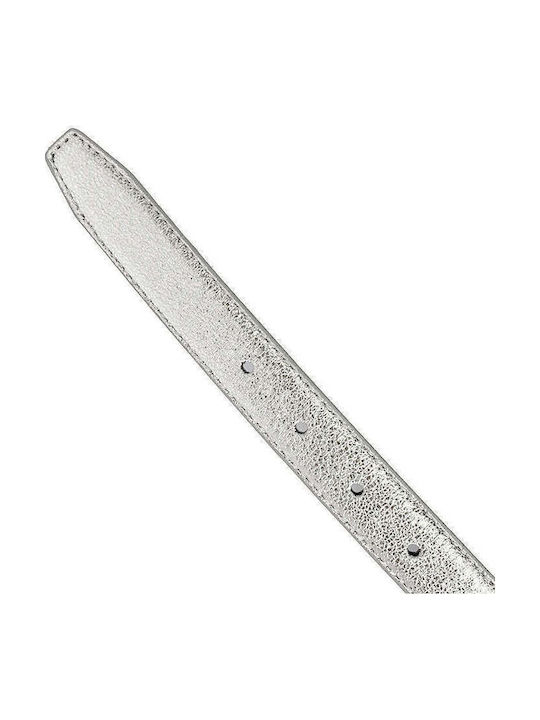 Wide Leather Women's Belt Silver 23140-Silver-115cm