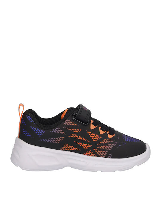 Kids Sneakers with Hoop & Loop Closure and Lights Black