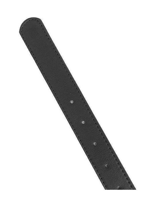 Wide Leather Women's Black Belt 3009-Black/Silver-115cm