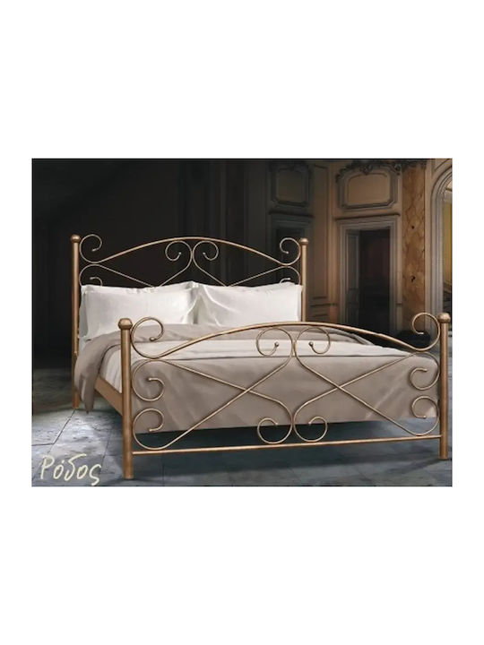 Rose Bed Single Metal Golden Grain for Mattress 90x200cm