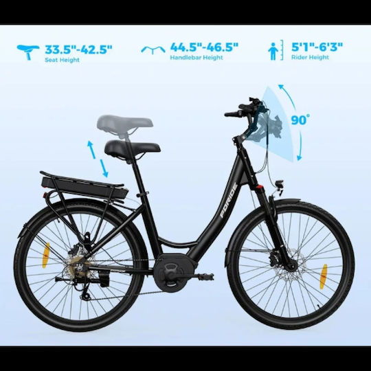 Shimano Urbano 2 26" Μαύρο Ηλεκτρικό Ποδήλατο Πόλης