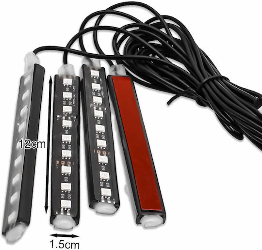 Decorative Led Rgb Interior Auto 12v 4 Benzi 4x9 Smd Funcție Muzicală Telecomandă Oem