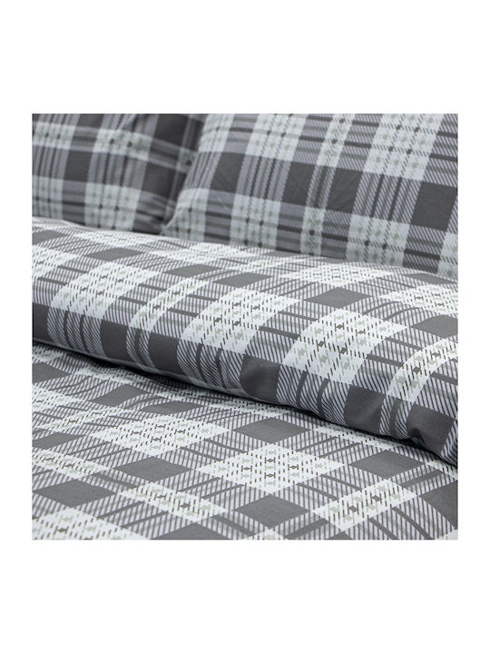 Lino Home Panier Super-Double Bed Sheets Set With Rubber Hugger 165x200+32cm Beige 4 Pieces