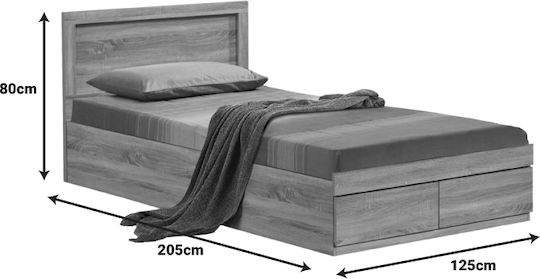 Bedroom Set Olympus Sonoma with Mattress 120x200cm 3 Pieces