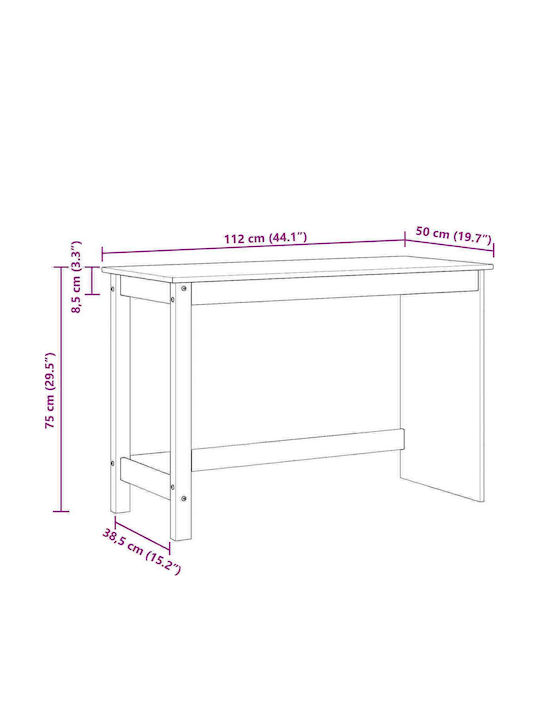 Γραφείο από Μασίφ Ξύλο Καφέ 112x50x75εκ.