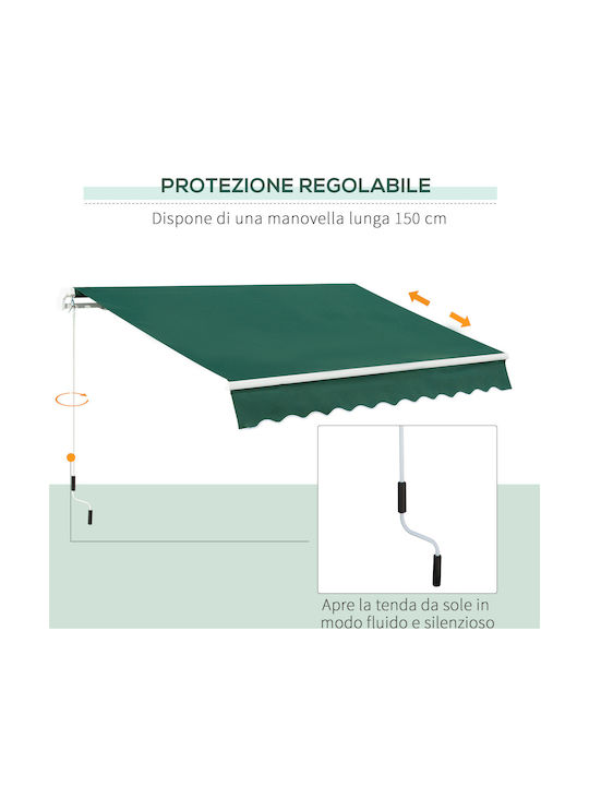 Outsunny Tendă de Terasă Verde 3x2m