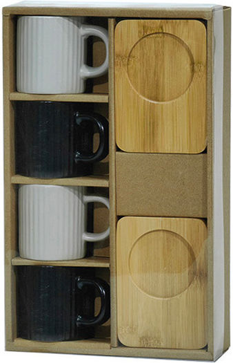 General Trade Set Tassen Kaffee Bamboo Weiße 4Stücke