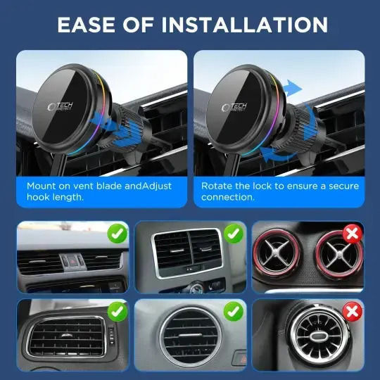 Tech-Protect V9 Arcticboost Car Mobile Mount with Magnet and Wireless Charging MagSafe Black