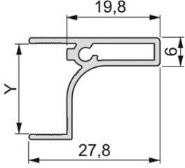 Profil Gola Top Suspendat Emuca 2350mm Panou Grosime 19mm Antracit