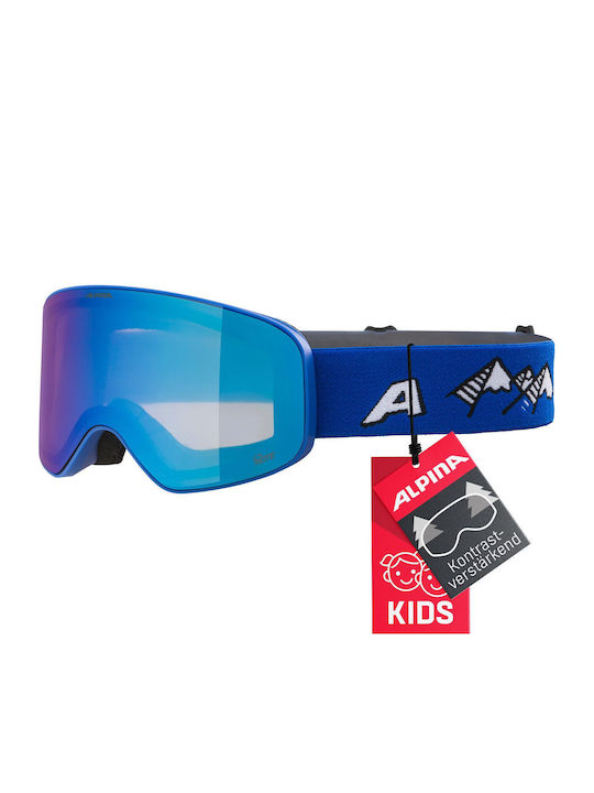 Alpina Masca de schi și snowboard Pentru copii Albastru cu Lentilă în culoarea Albastru