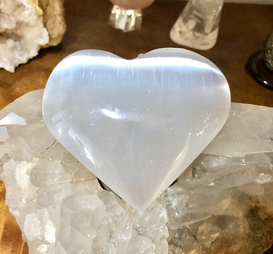 Ημιπολύτιμος Λίθος Selenite Heart Stone Σεληνίτης Σχήμα Καρδιάς 6cm Ημιπολύτιμος Λίθος Selenite Heart Stone Σεληνίτης Σχήμα Καρδιάς 6cm