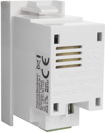 Priză USB Încărcător Maclean MCE727W Simplu 1A Albă
