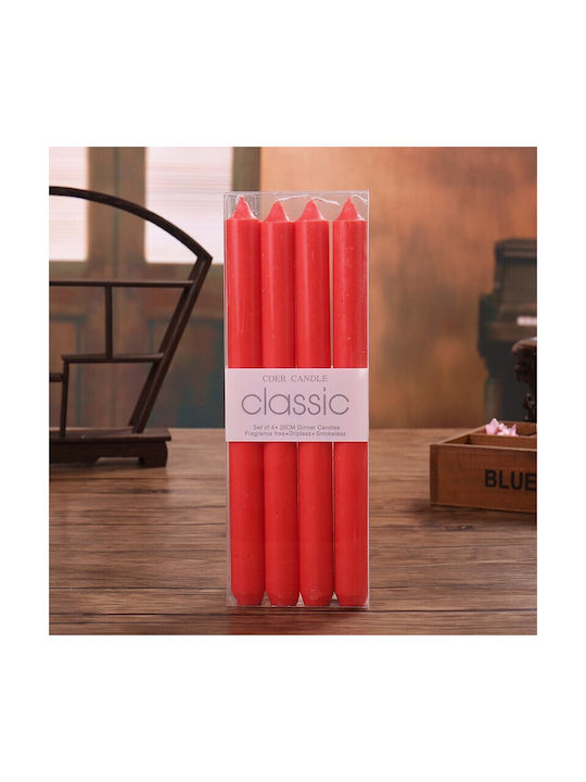 Alista Home Lumânare Decorativă Conică Roșie 80gr 4 Bucăți