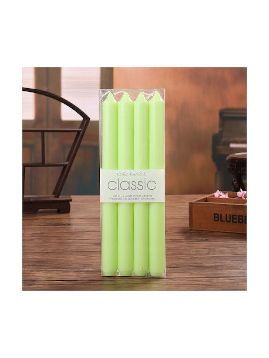 Alista Home Lumânare Decorativă Conică Verde 25cm 80gr 4 Bucăți