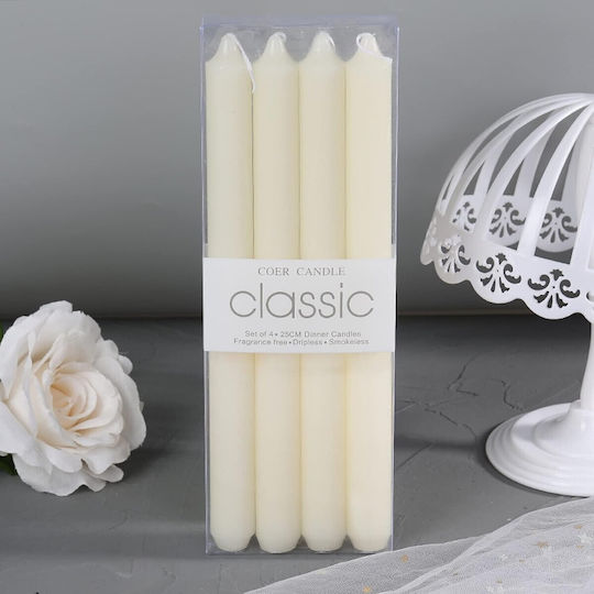 Alista Home Διακοσμητικό Κερί Κηροπηγίου Λευκό 25εκ. 80gr 4τμχ
