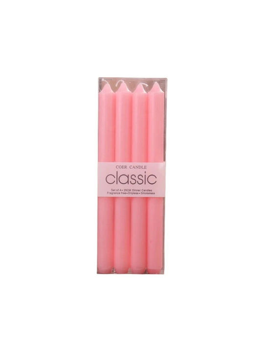 Alista Home Lumânare Decorativă Conic Roz 80gr 4 Bucăți