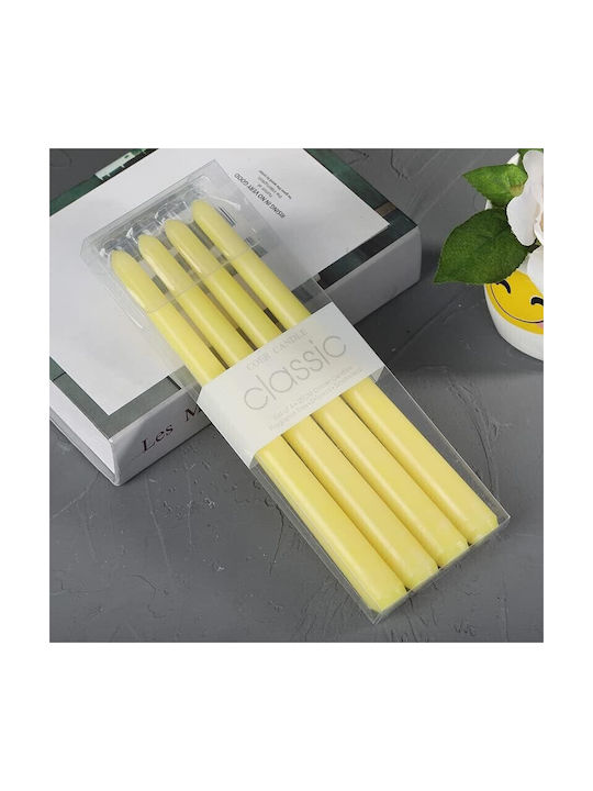 Alista Home Lumânare Decorativă Conică Galbenă 25cm 80gr 4 Bucăți