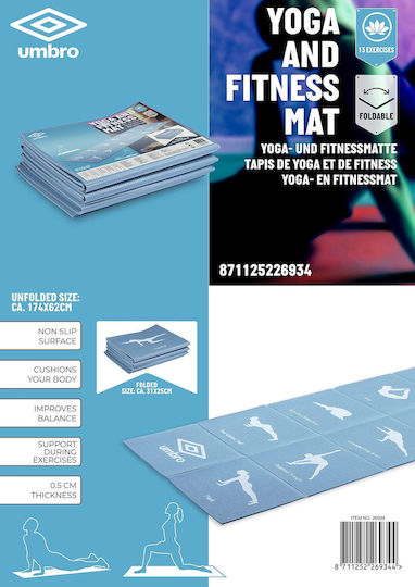 Umbro Αναδιπλούμενο Στρώμα Γυμναστικής Yoga Μπλε (171x61x0.5cm)