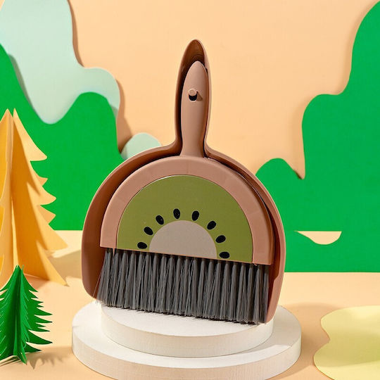 Set Mini Mătură și Fară Alista Home Mic Curățitor Uz Casnic Birou Bucătărie Acasă Kiwi Model 23 X 18 Cm Maro-verde