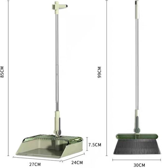Set Mătură și Fară cu Mâner Alista Home Mătură de Curățare cu Dinți Rotativă Pliabilă Detasabilă Oțel Inoxidabil Polipropilenă 99 X 30 Cm Verde