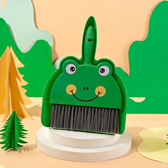 Set Mini Măturică și Fară Alista Home Curățitor Mic Uz Casnic Birou Bucătărie Model Broască 23 X 18 Cm Verde