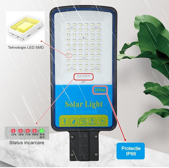 Alista Home Lampă Solară de Stradă 20W 1800lm Alb Rece 6500K cu Senzor de Mișcare și Telecomandă IP66 49x21x5.5cm