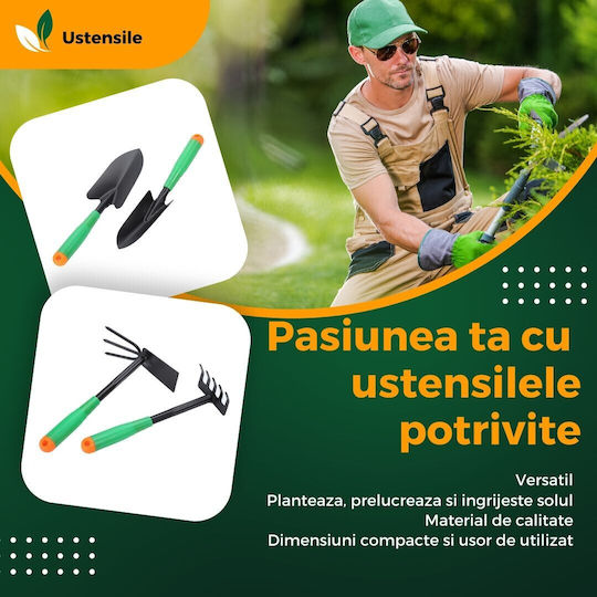 Set 4 Unelte de Grădină Alista Home Pentru Plantare Pregătirea Solului Îngrijirea Plantelor Material Carton PVC 31.5 X 8.5 Cm Verde
