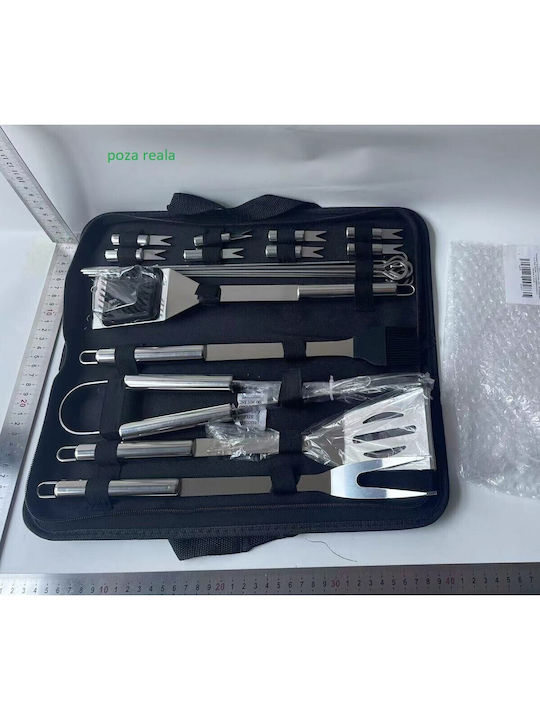 18-piece Grill Utensil Set Alista Home Stainless Steel Oxford Bag Silver