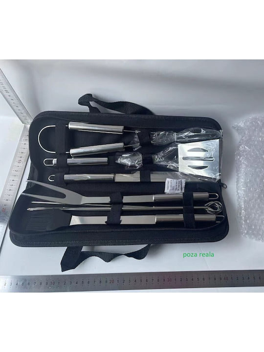 Set 9 Grill Utensils Alista Home Stainless Steel Oxford Bag Silver