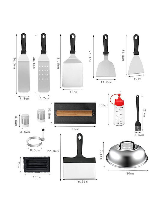 Grill Utensils Alista Home 17-piece Grill Utensil Set Griddle Preparation Stainless Steel Utensils Pp Plastic Handles Bag Black