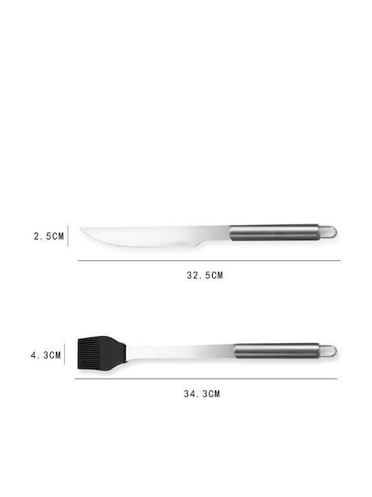 Set Ustensile Grătar 14 Piese Termometru Alista Home Oțel Inoxidabil Geantă Oxford Argintiu
