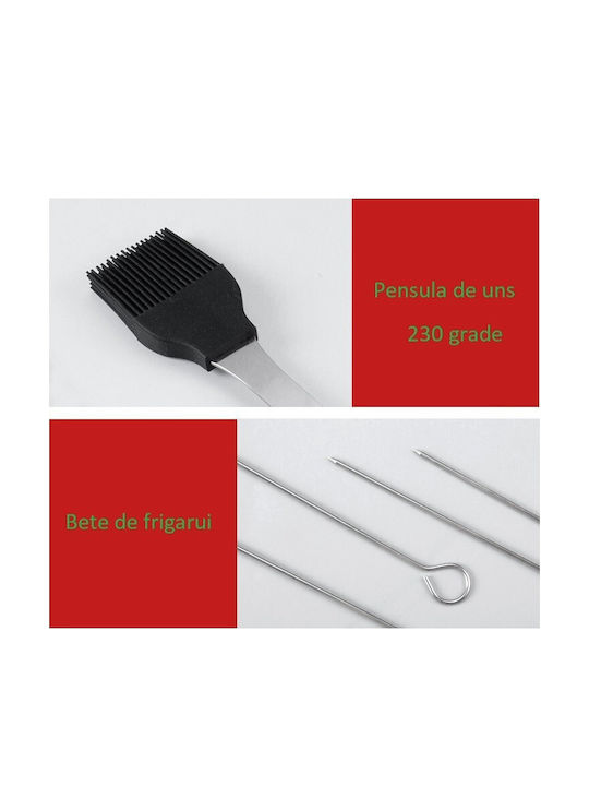 Set Ustensile Grătar 20 Piese Alista Home Oțel Inoxidabil Geantă Oxford Argintiu