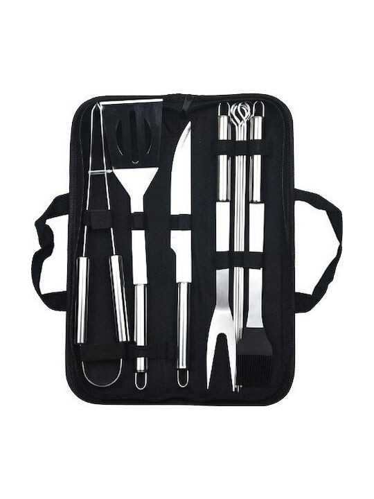 Set 9 Unelte Grătar Alista Home Oțel Inoxidabil Geantă Oxford Argintiu