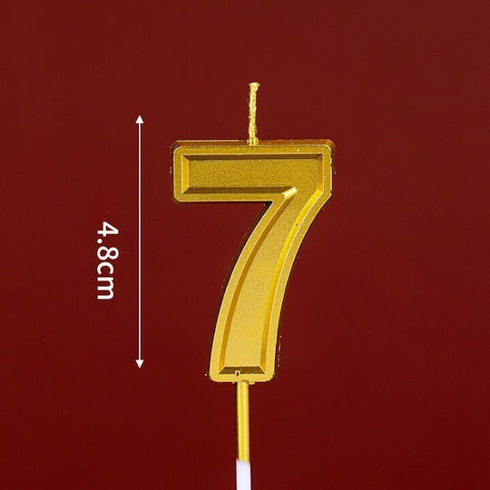Number 7 Cake Candle Alista Home 4.8 Cm Birthday Gold