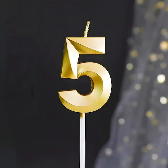 Number 5 Candle Alista Home Diamond Model 5 X 3.4 Cm Gold