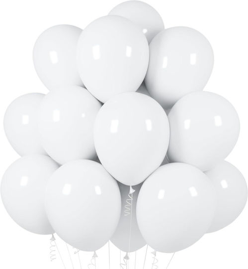Set 10 Baloane Latex Albe 13 cm