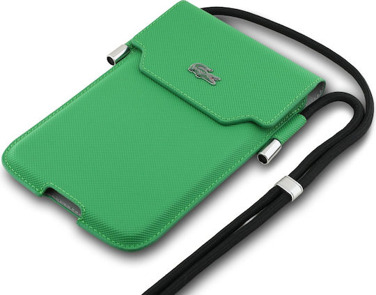 Lacoste Pvc Iconic Petit Pique Metal Logo Phone Pouch Xl Green Lcpsp17xplan