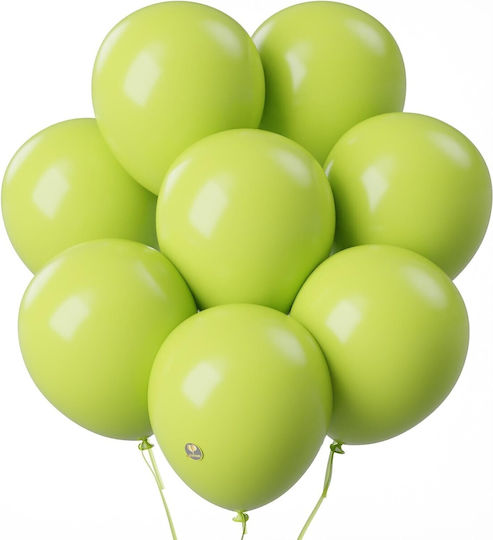 Set of 12 Birthday Latex Balloons Green 25cm