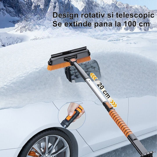 Perie Răzuitoare Rotativă 3 În 1 Alista Home Telescopică Detasabilă Pentru Zăpadă Auto Din Aluminiu Material ABS 100 X 25 Cm Neagră