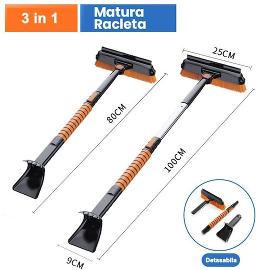 Perie Răzuitoare Rotativă 3 În 1 Alista Home Telescopică Detasabilă Pentru Zăpadă Auto Din Aluminiu Material ABS 100 X 25 Cm Neagră