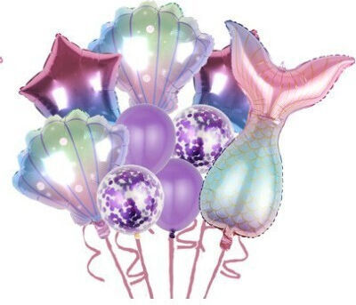 Alista Home 9er Geburtstags Luftballons Meerjungfrau Folie Lila