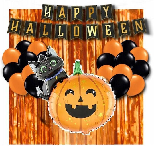 Set 5 Luftballons Halloween Folie Orange Jumbo 84cm