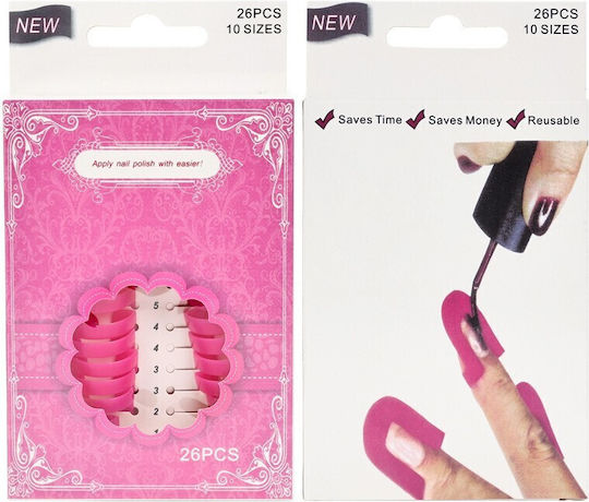 Set 26 Șabloane Reutilizabile Pentru Oja Alista Home Manichiură Curată Fără Margini Protecție Cuticule 10 Mărimi Plastic Roz