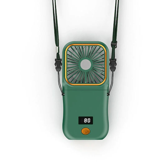 Alista Home Ventilator Portabil 3 În 1 De Mână Pentru Gât Birou 16.7 X 8 X 1.9 Cm 3 Viteze Încărcare USB Pliabil Display Digital Suport Telefon Verde