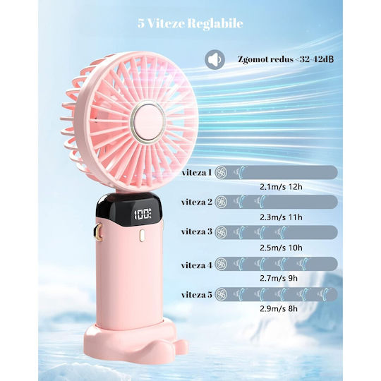 Ultra Portable Fan Aromatherapy Alista Home 3 In 1 Handheld Desk Neck 5 Speed Levels Usb Charging 12h Battery Life Foldable Lcd Screen Pink