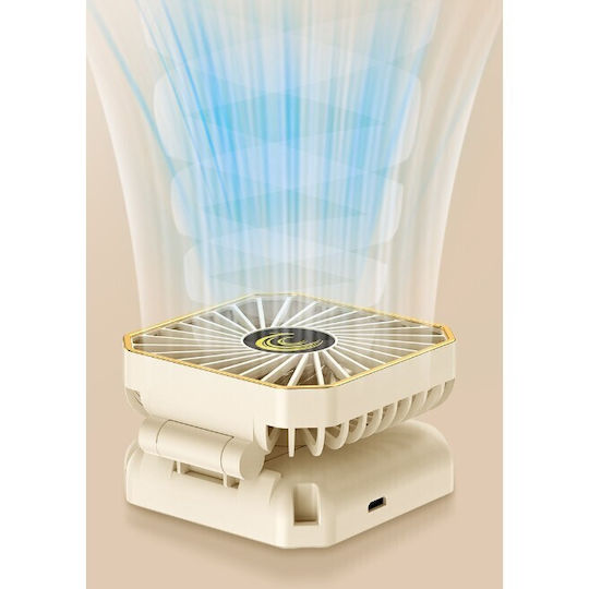Ventilator Portabil Alista Home Suport Gât Birou Telefon 14 X 7 Cm Încărcare USB ABS 3 Viteze Bej