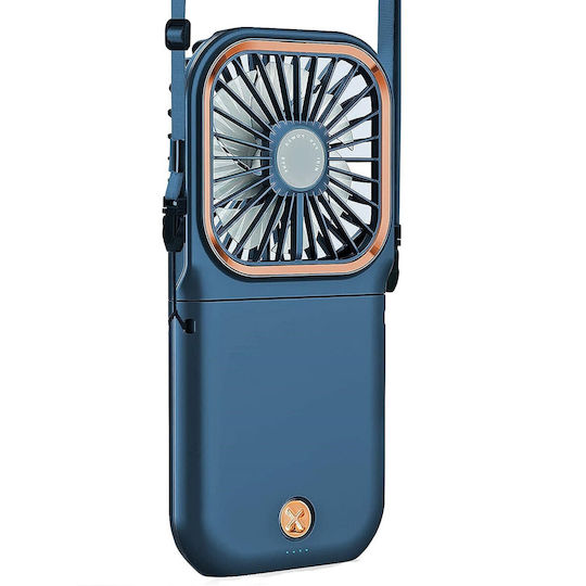 Alista Home Ventilator Portabil 3 În 1 De Mână Pentru Gât Birou 16 7 X 8 X 1 9 Cm 3 Viteze Încărcare USB Pliabil Display Digital Suport Telefon Albastru